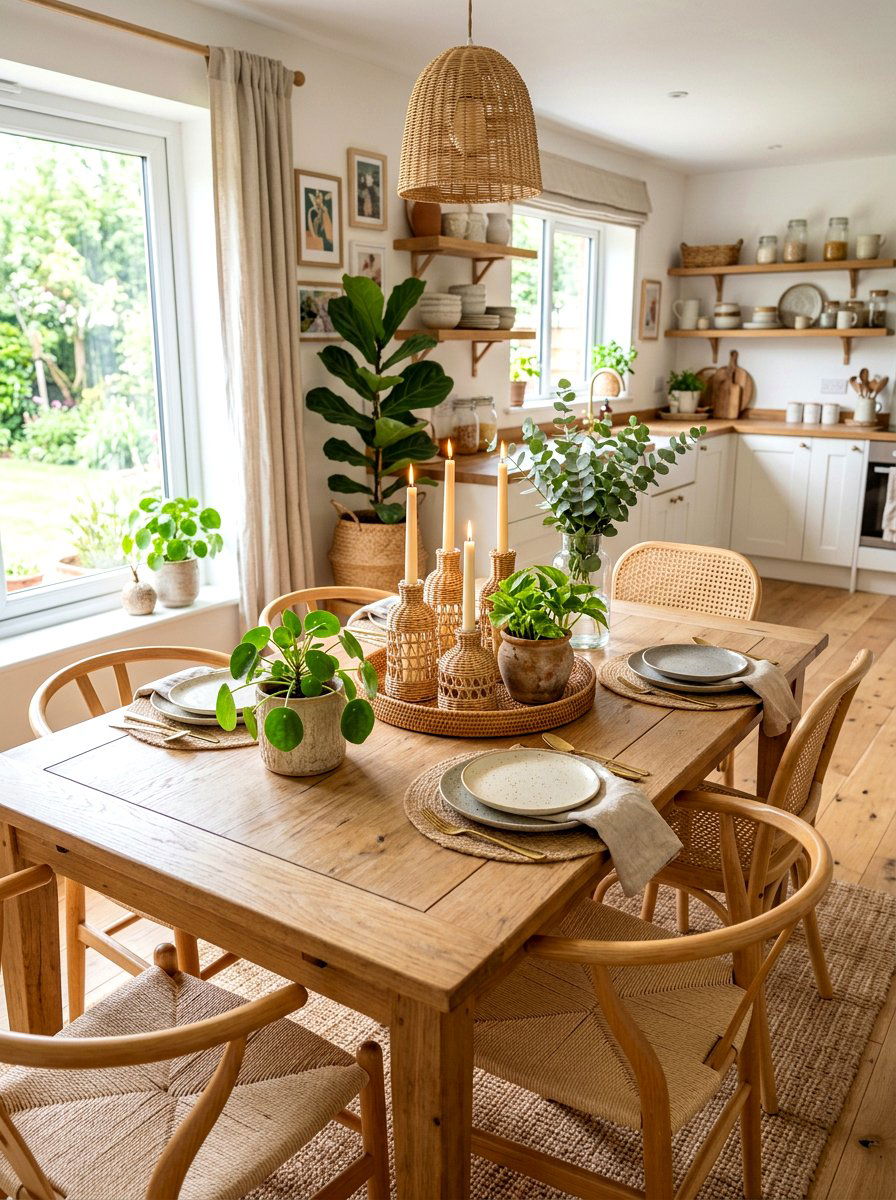 Rattan Candle Holders - 25 Spring Kitchen Table Decor Ideas