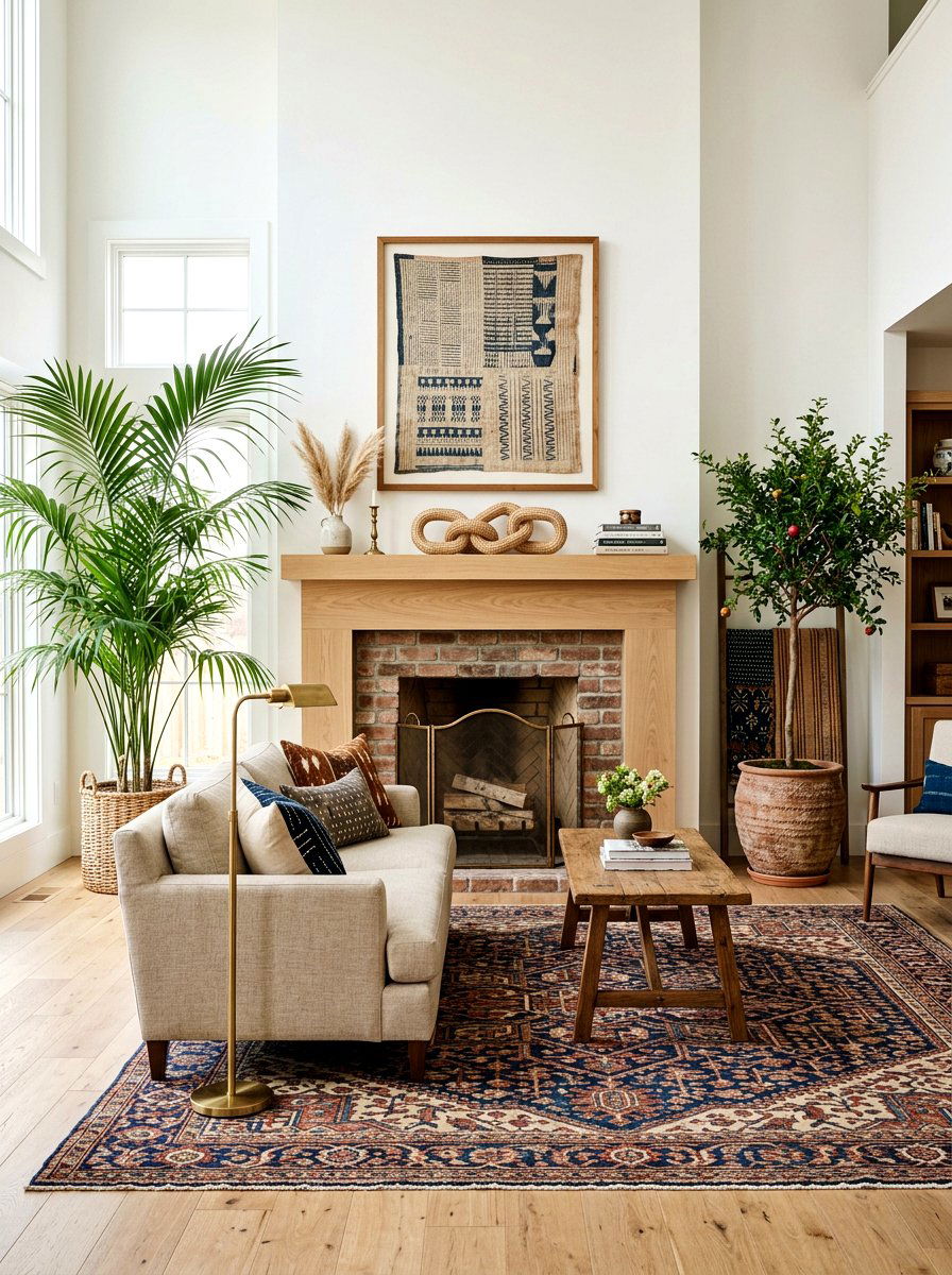 Rattan Decorative Object - 25 Spring Modern Mantel Ideas