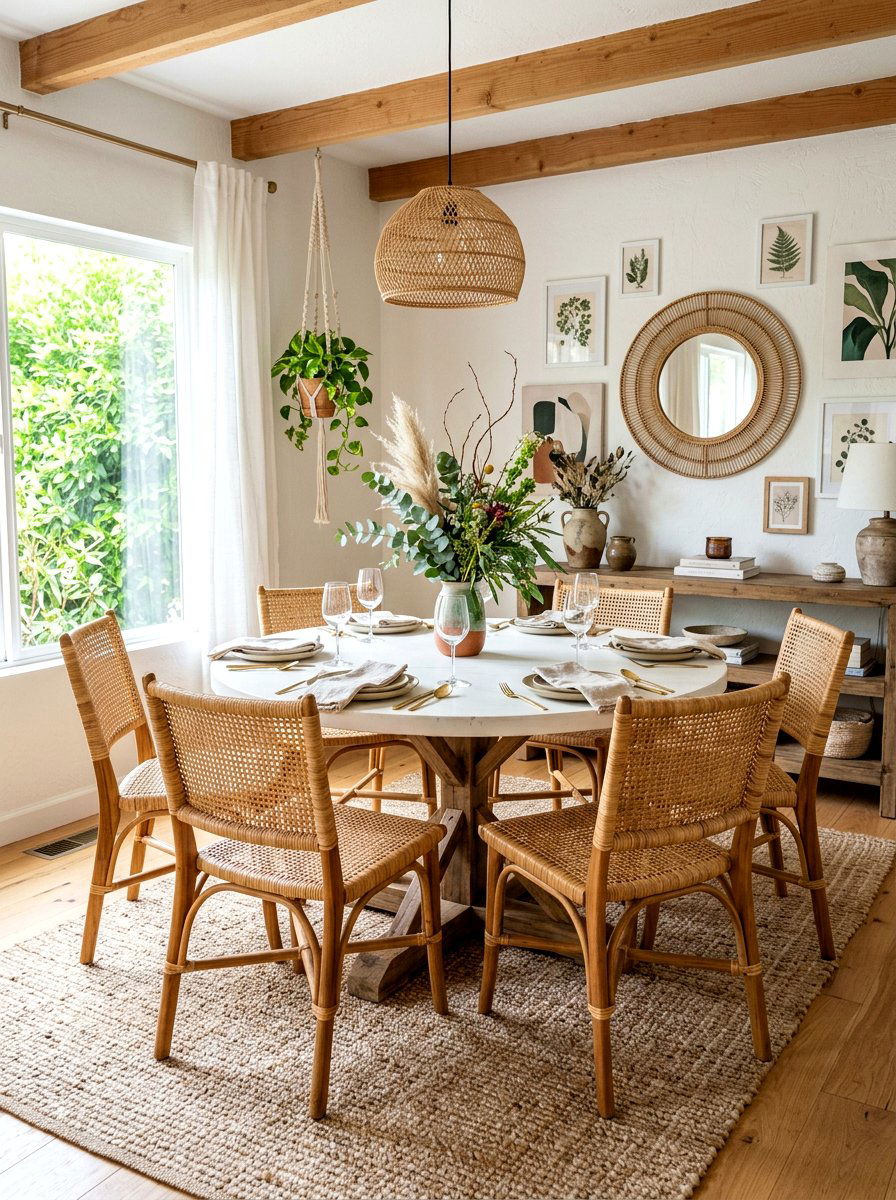 Rattan Dining Chairs - 25 Spring Dining Room Decor Ideas
