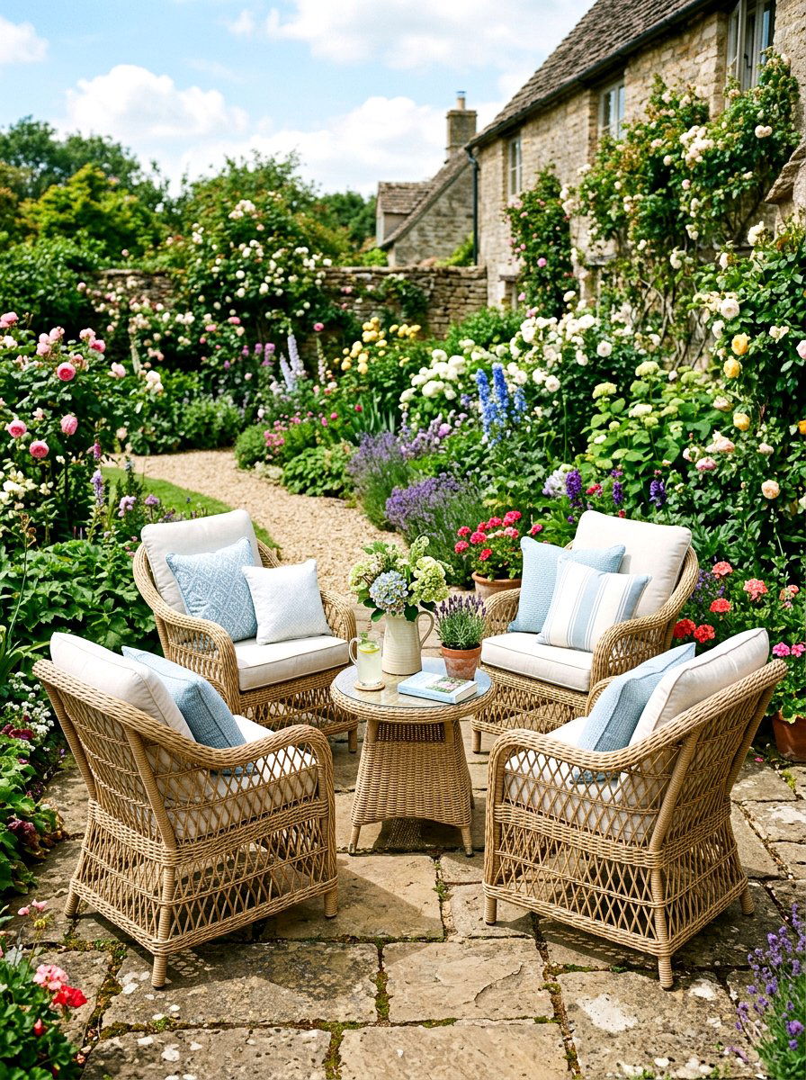 Rattan Garden Furniture - 25 Spring Garden Party Decor Ideas