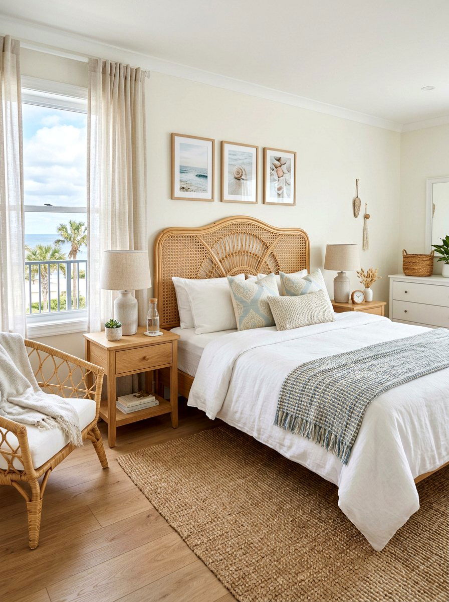 Rattan Headboard - 25 Spring Guest Room Decor Ideas