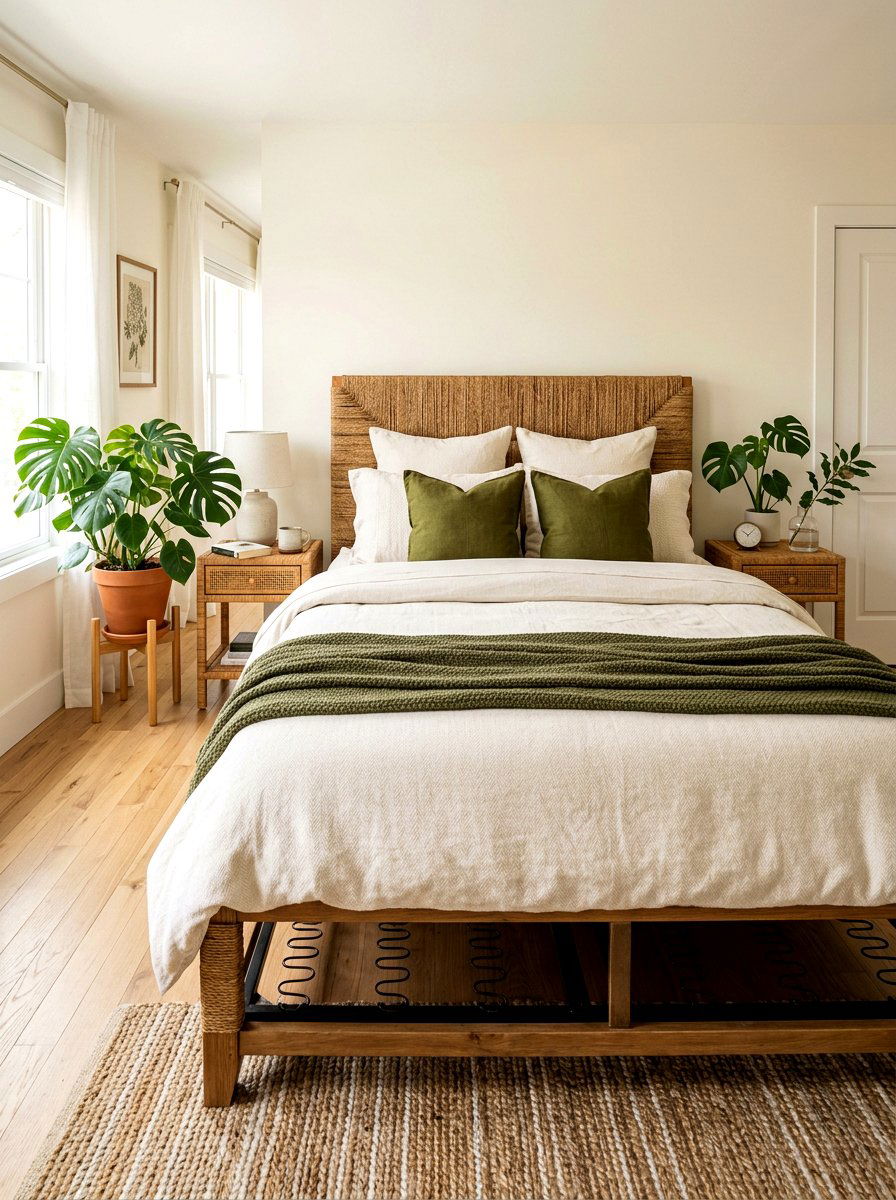 Rattan Headboard Bed - 25 Spring Bed Frame Decor Ideas