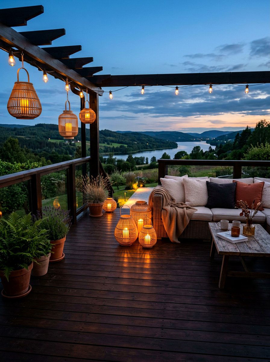 Rattan Lantern Outdoor Deck - 25 Spring Rattan Decor Ideas