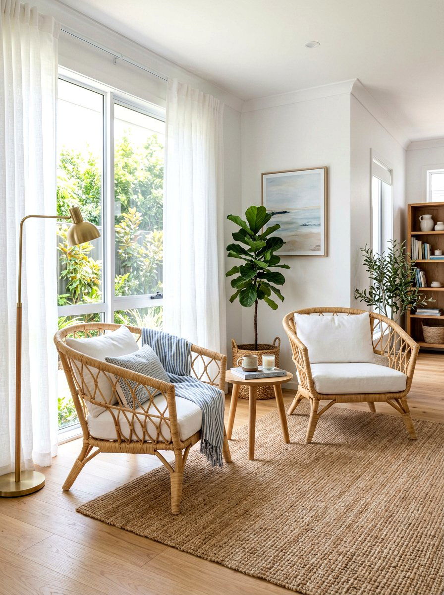 Rattan Living Room Chairs - 25 Spring Airbnb Decor Ideas