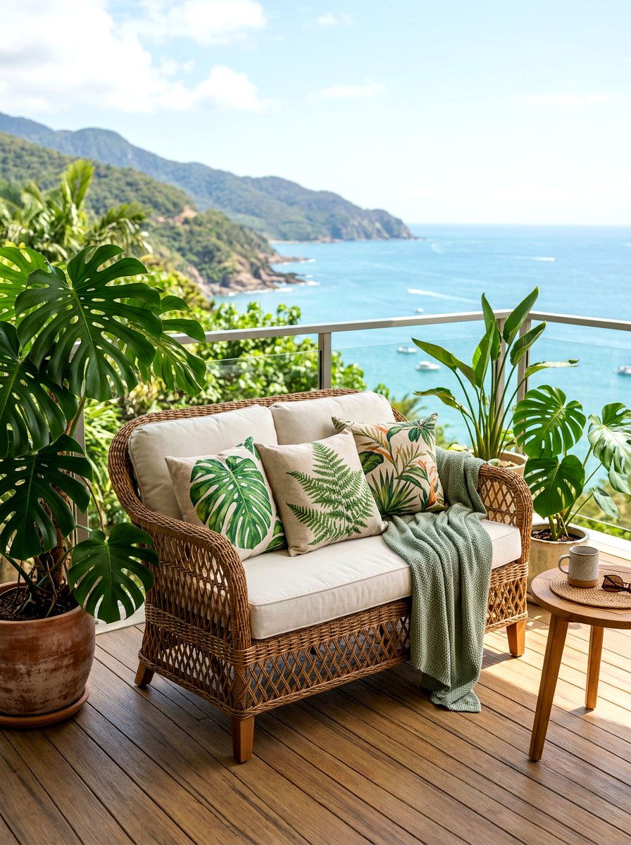 Rattan Loveseat Set - 25 Spring Balcony Seating Decor Ideas