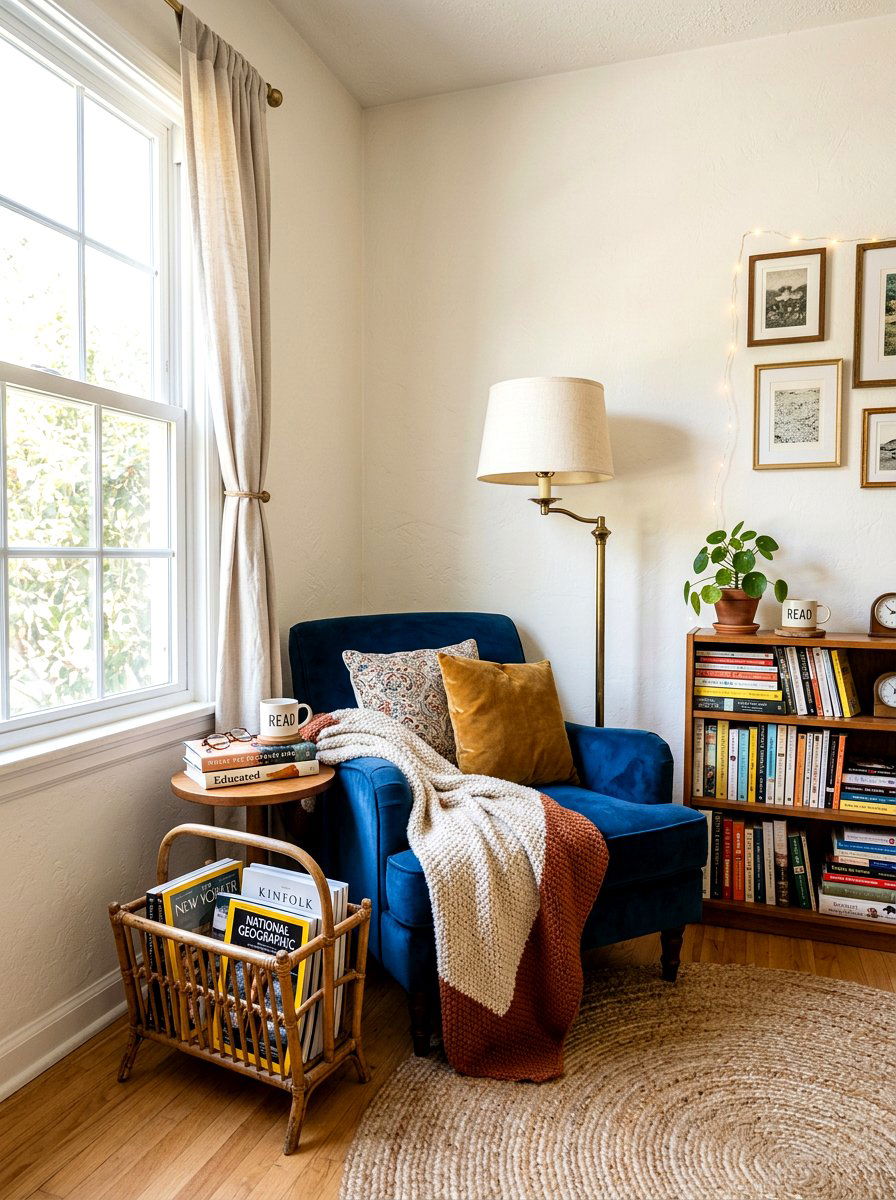 Rattan Magazine Rack Nook - 25 Spring Rattan Decor Ideas