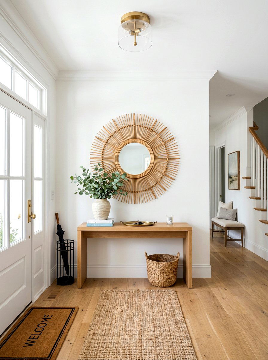 Rattan Mirror Entryway - 25 Spring Rattan Decor Ideas