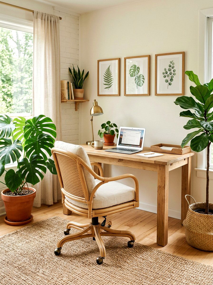 Rattan Office Chair - 25 Spring Home Office Decor Ideas