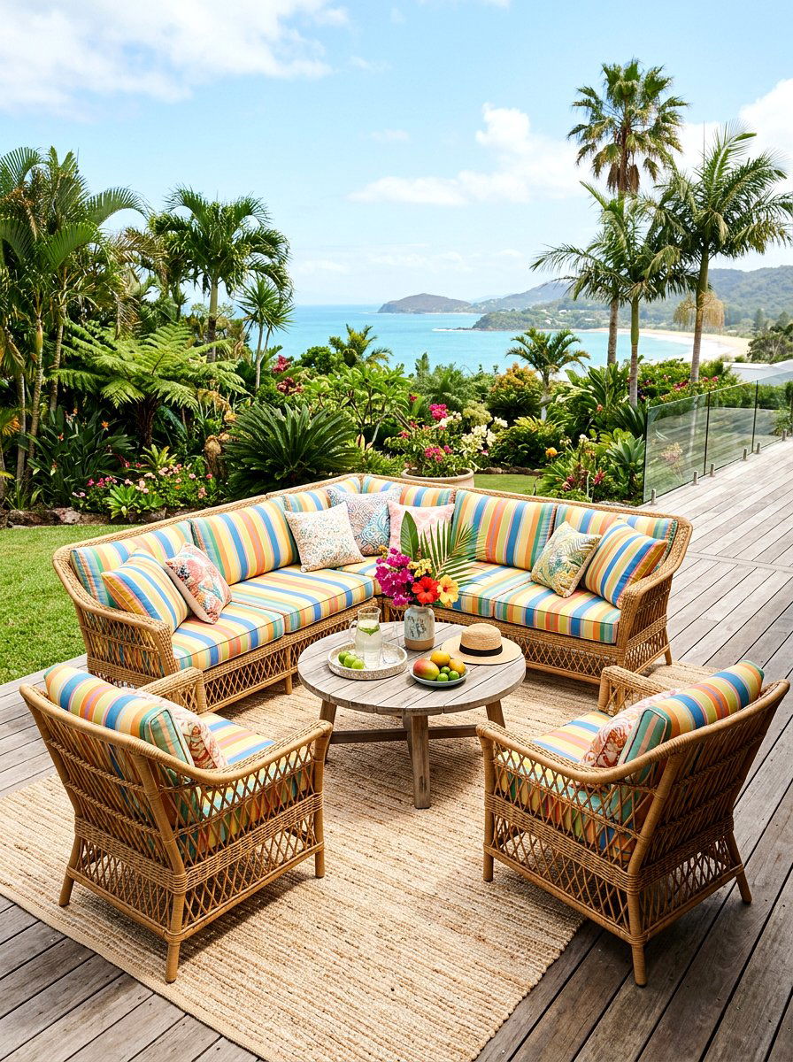 Rattan Outdoor Seating Area - 25 Spring Cinco de Mayo Decor Ideas