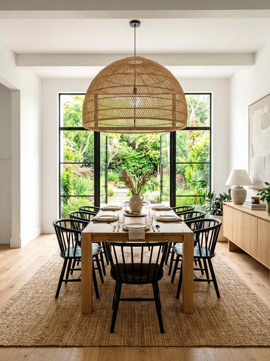 Rattan Pendant Dining Room - 25 Spring Rattan Decor Ideas
