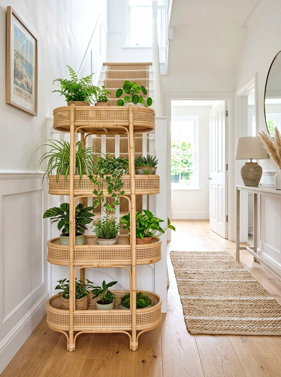 Rattan Plant Stand - 25 Spring Sprout Decor Ideas