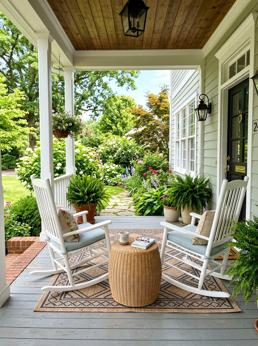 Rattan Side Table Porch - 25 Spring Rattan Decor Ideas