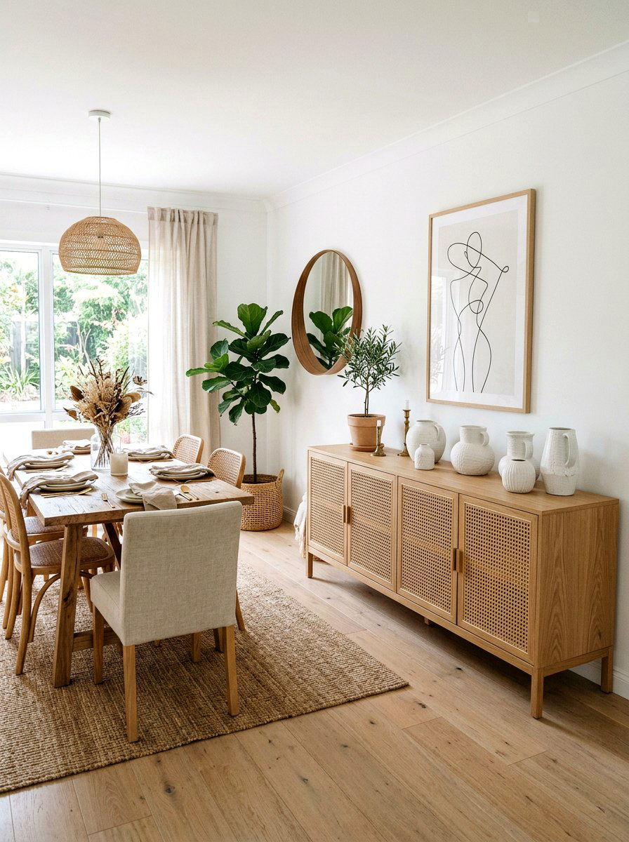 Rattan Sideboard - 25 Spring Woven Decor Ideas