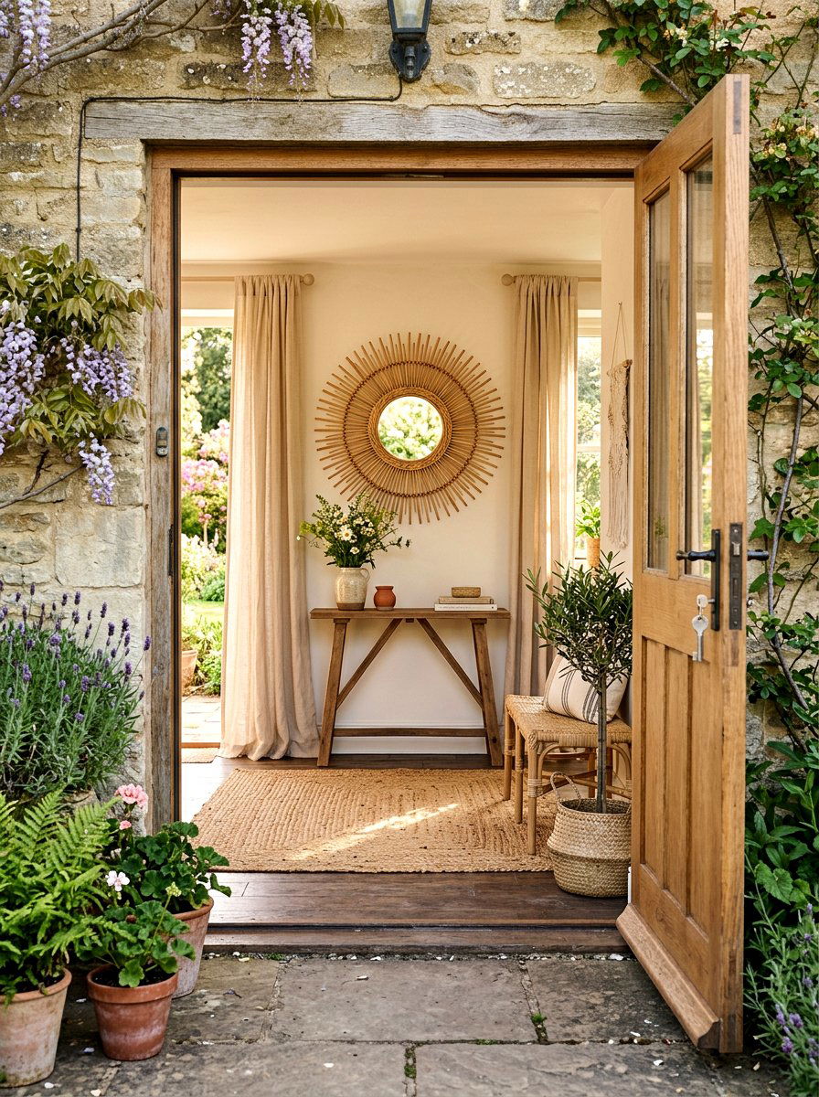 Rattan Sunburst Mirror - 25 Spring Foyer Mirror Ideas