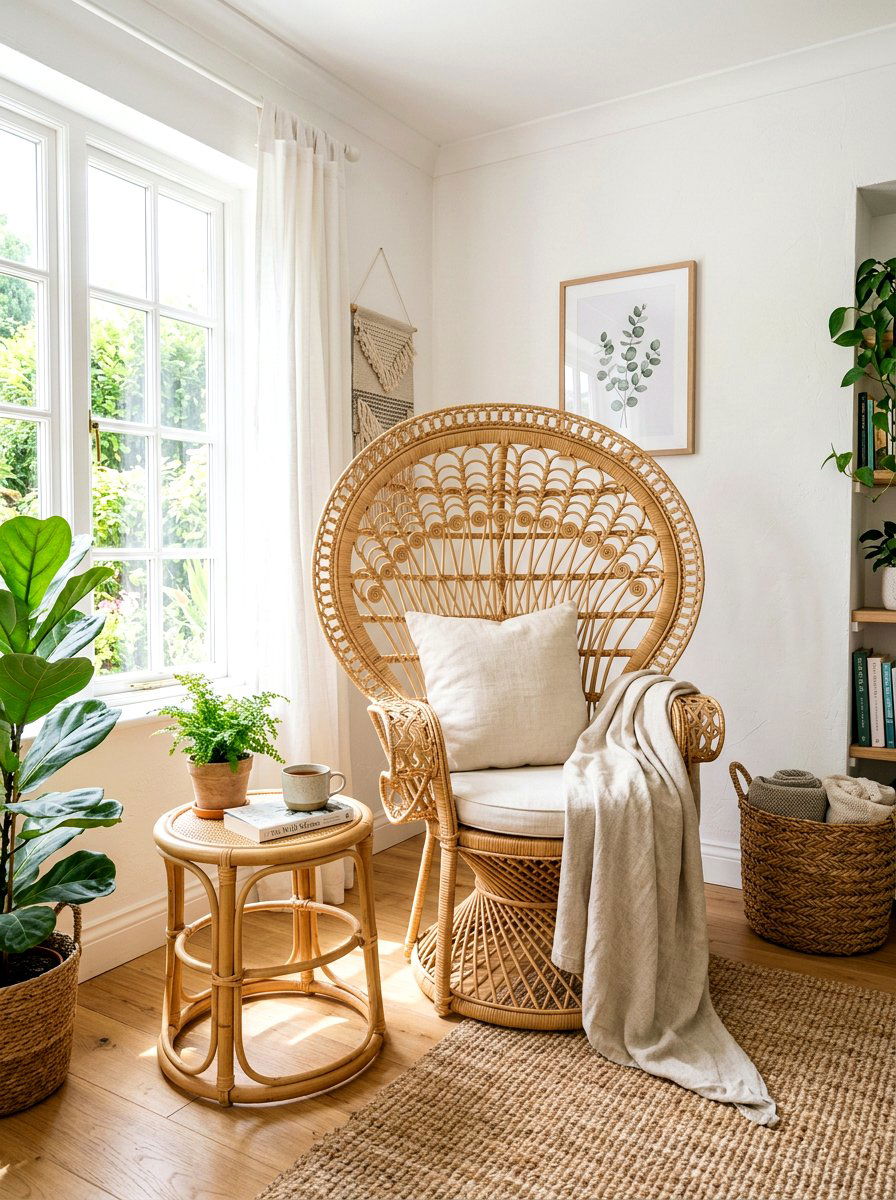 Rattan furniture reading corner - 25 Spring Reading Nook Decor Ideas