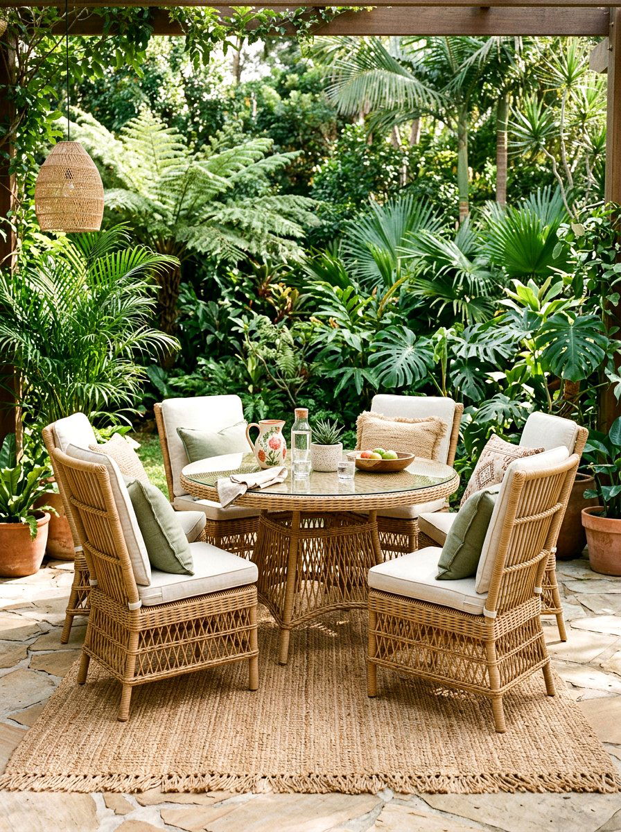 Rattan garden furniture - 25 Spring Outdoor Dining Table Ideas