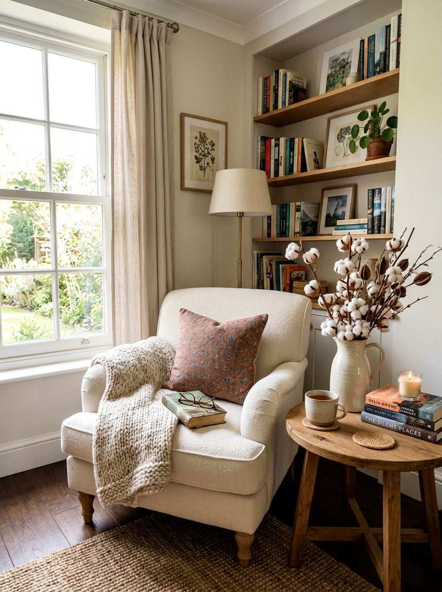 Reading Nook Cotton Stem Style - 25 Spring Cotton Stem Decor Ideas