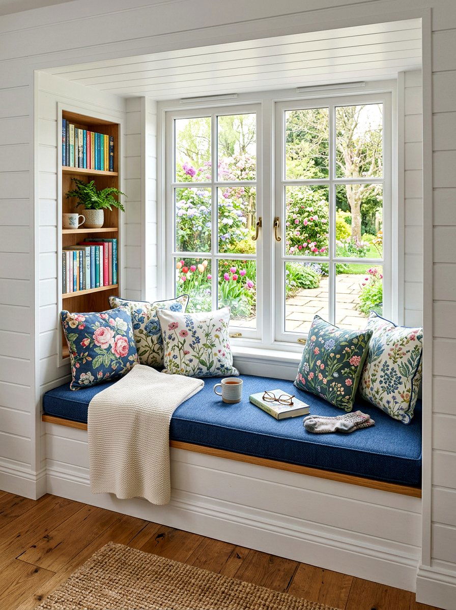 Reading Nook Shiplap With Window Seat - 25 Spring Shiplap Wall Decor Ideas