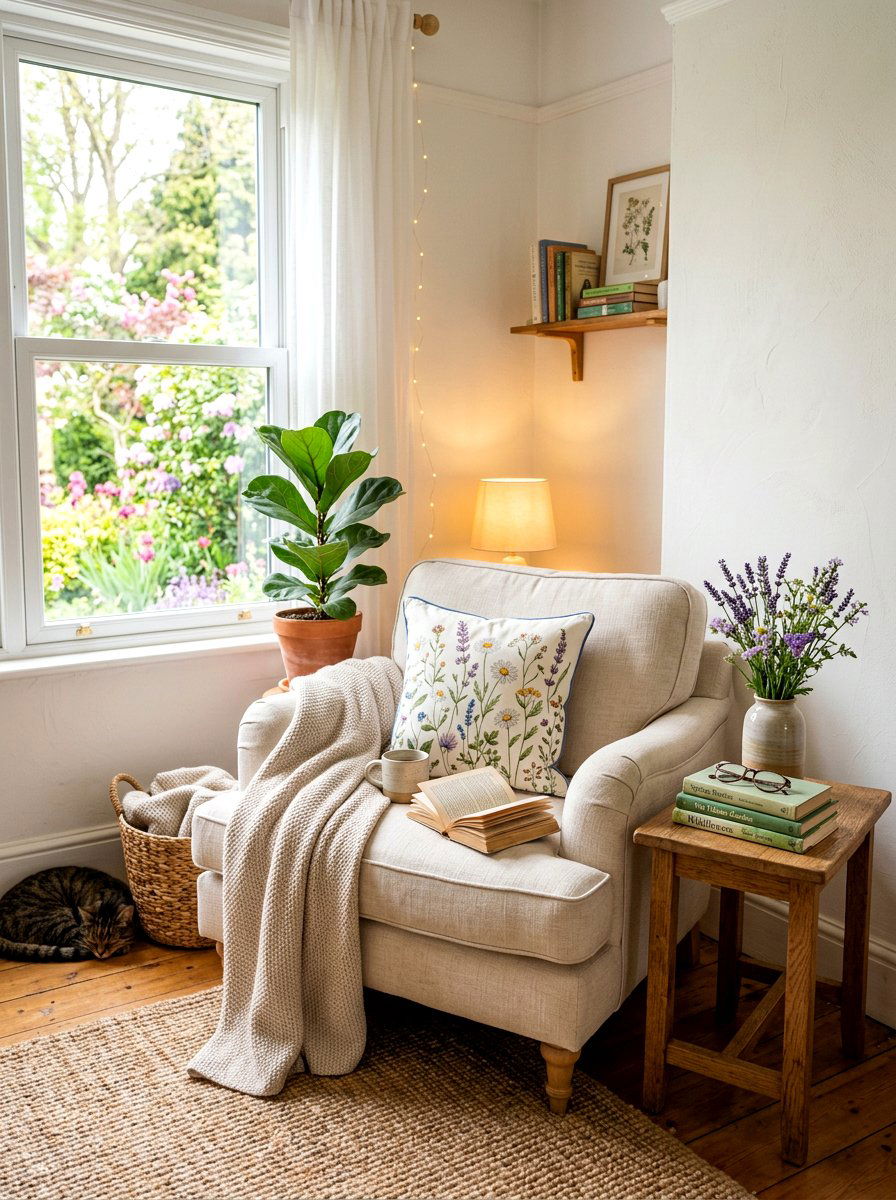 Reading Nook Spring Corner - 25 Spring Vignette Styling Ideas