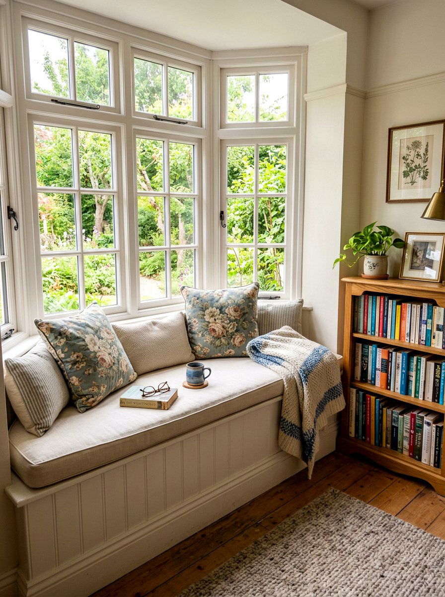 Reading Nook Window Seat - 25 Spring Airbnb Decor Ideas