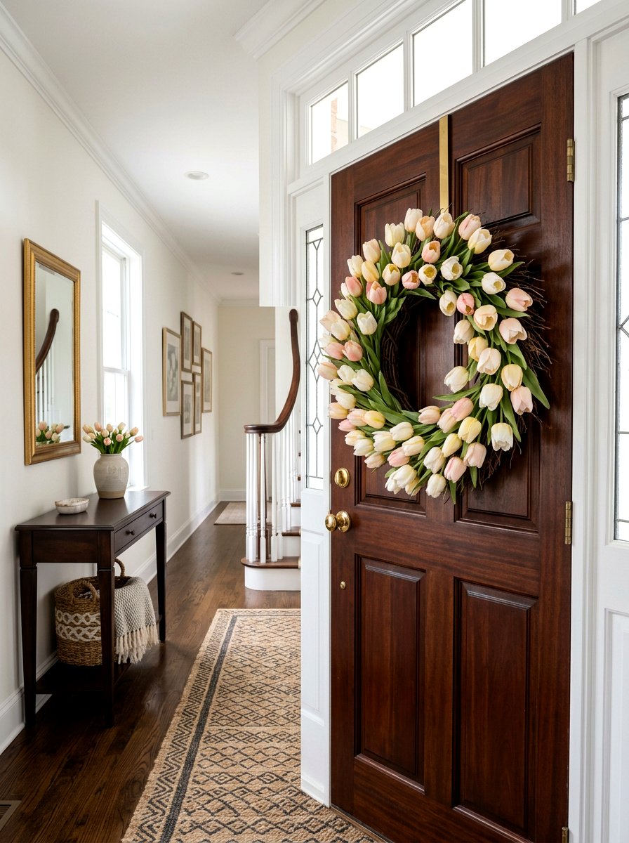 Real Touch Tulip Wreath - 25 Spring Tulip Wreath Ideas