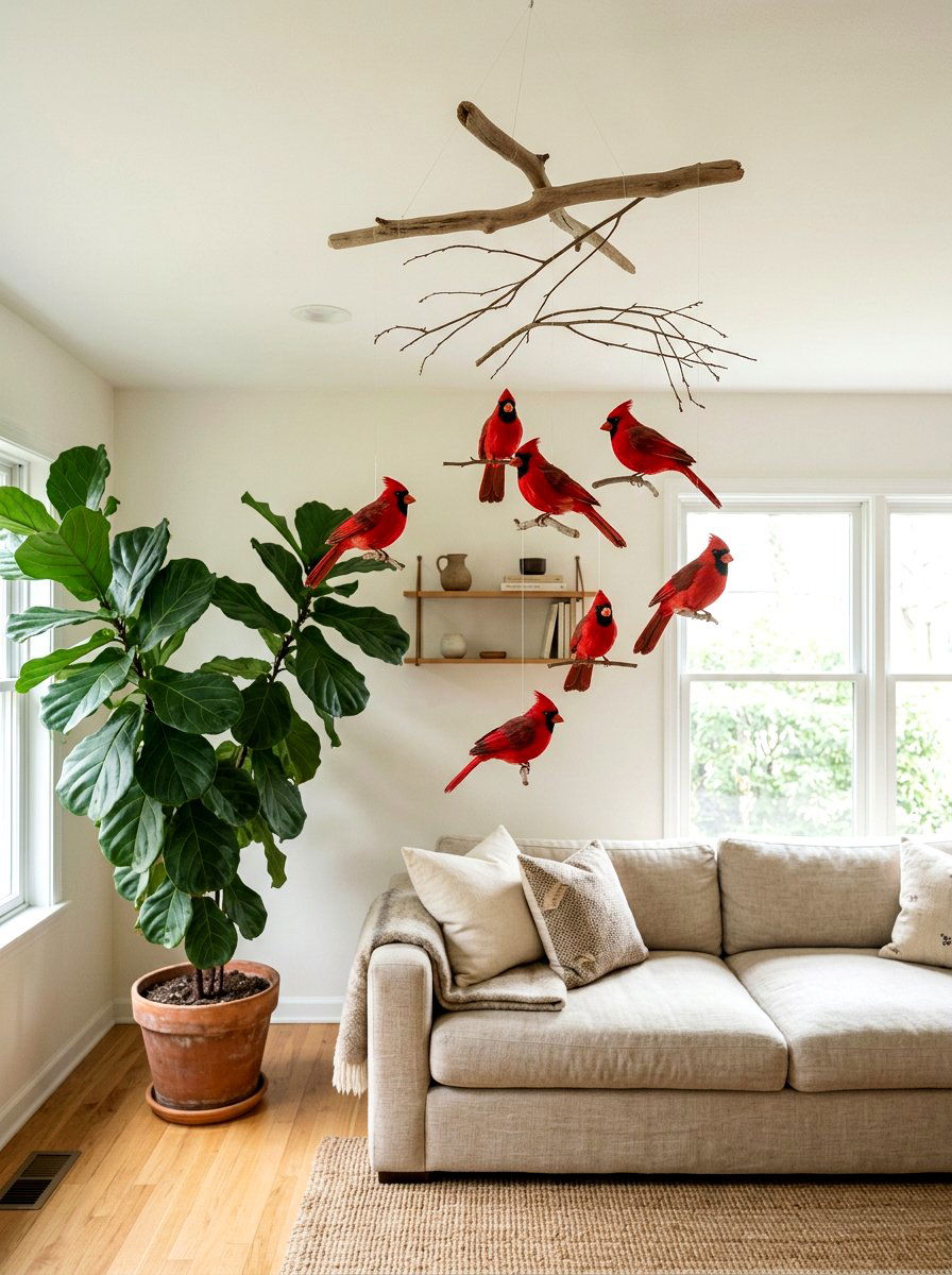 Realistic Feather Bird Mobile - 25 Spring Bird Mobile Ideas
