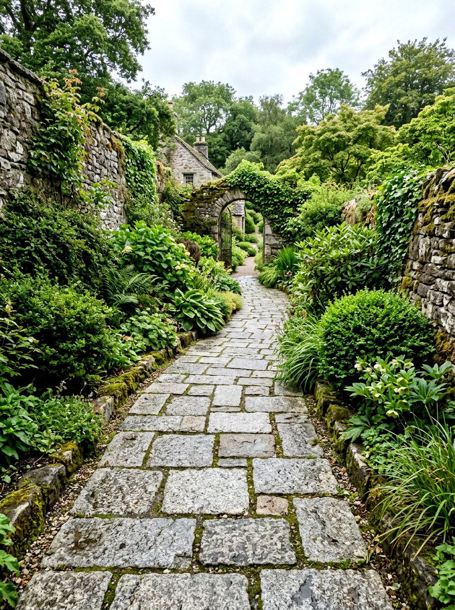 Reclaimed Granite Garden Path - 25 Spring Stepping Stone Ideas