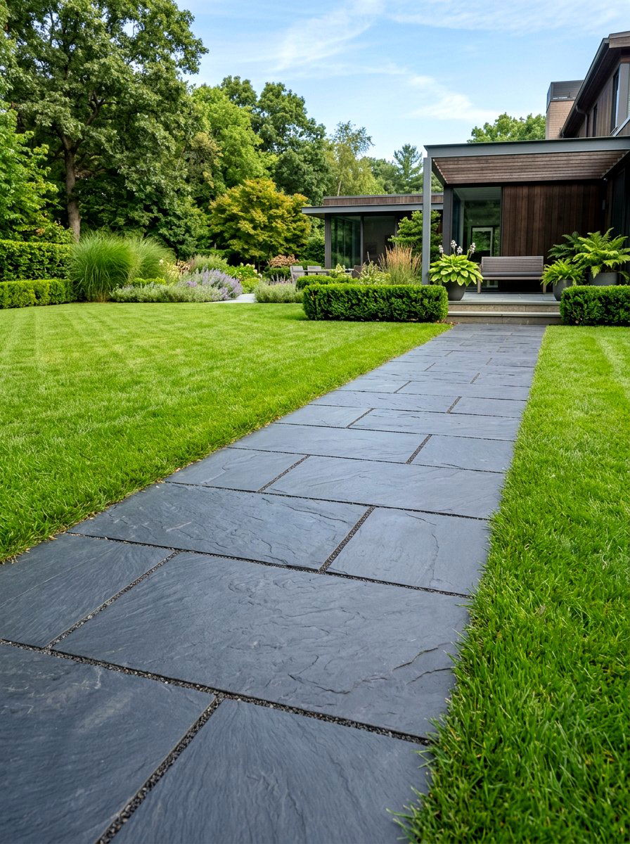 Rectangular Slate Stone Walkway - 25 Spring Stepping Stone Ideas