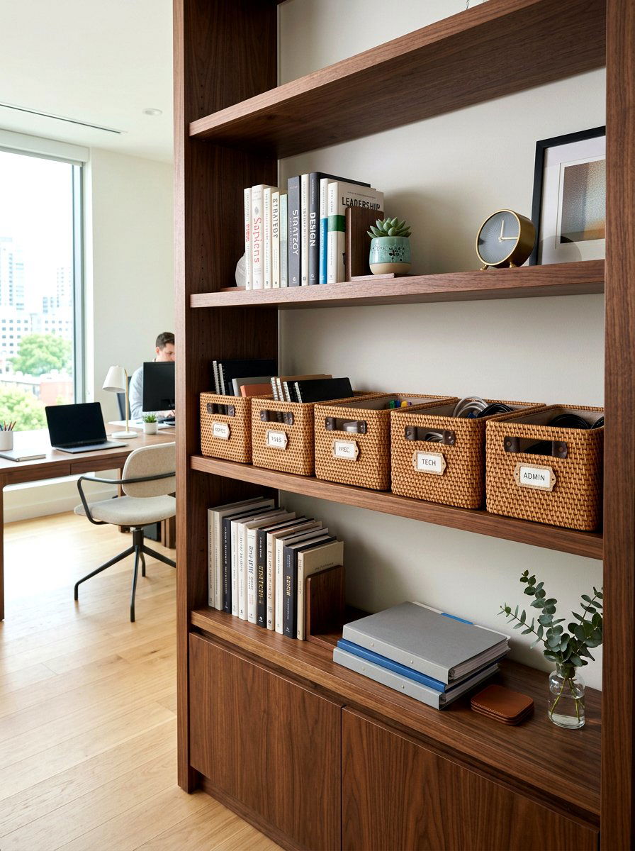 Rectangular Wicker Basket Shelf Organizer - 25 Spring Wicker Basket Decor Ideas