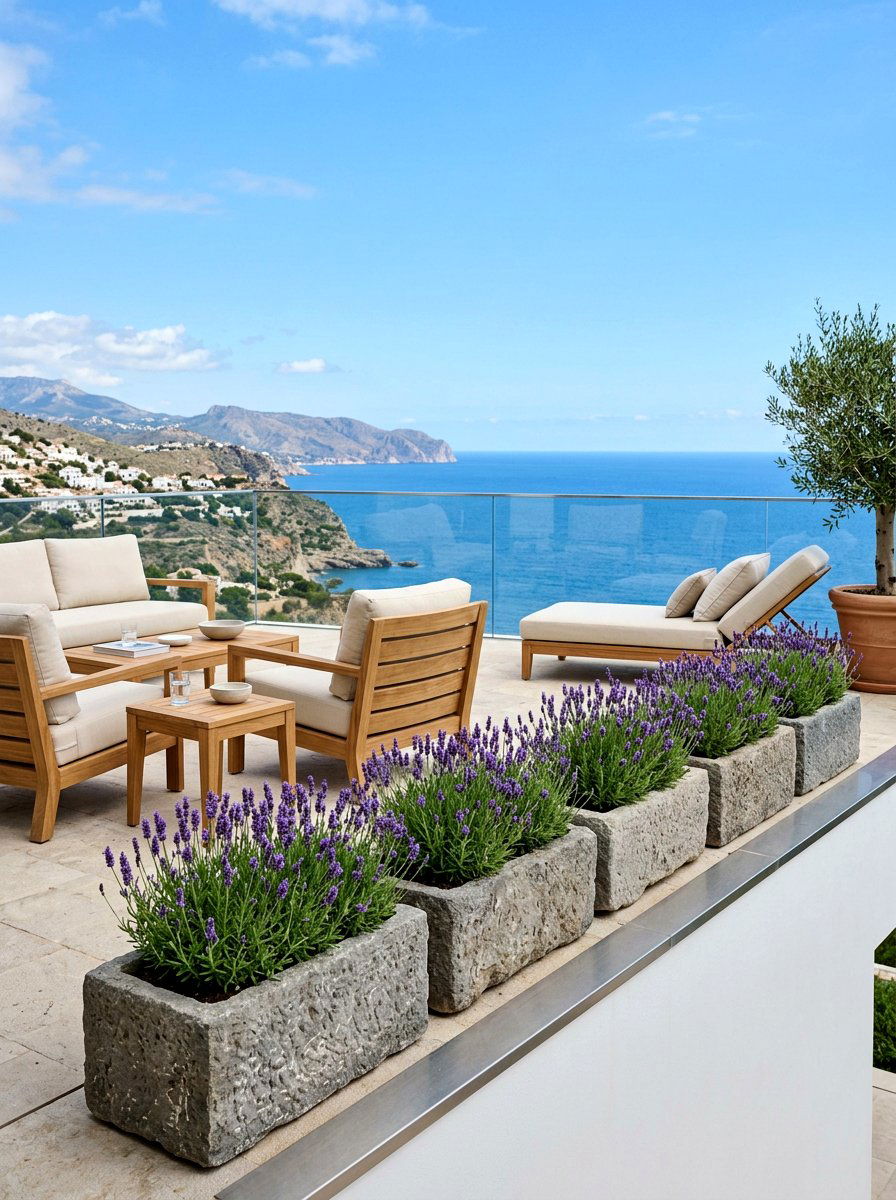 Rectangular stone planter - 25 Spring Balcony Planter Ideas