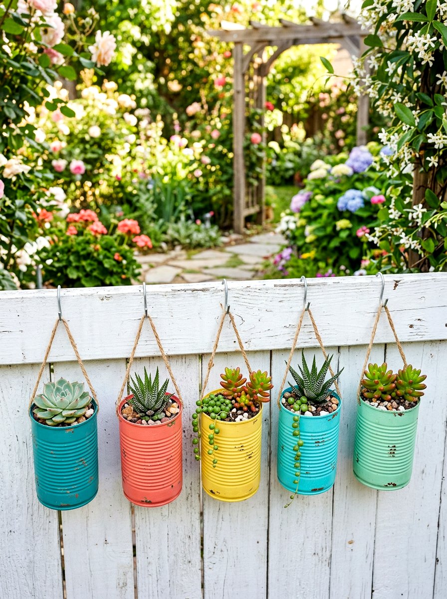 Recycled Can Plant Hanger - 25 Spring Plant Hanger Ideas