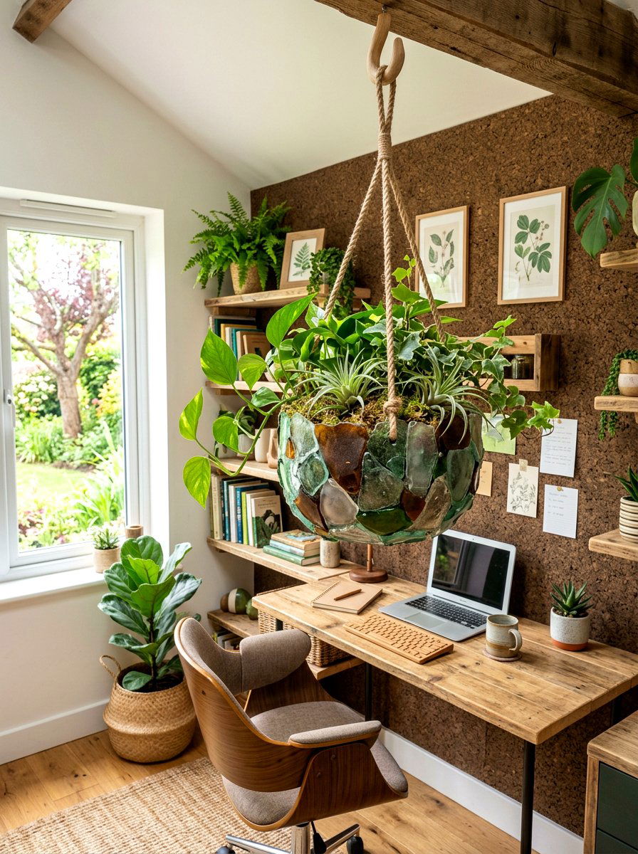 Recycled Glass Hanging Planter - 25 Spring Hanging Terrarium Ideas