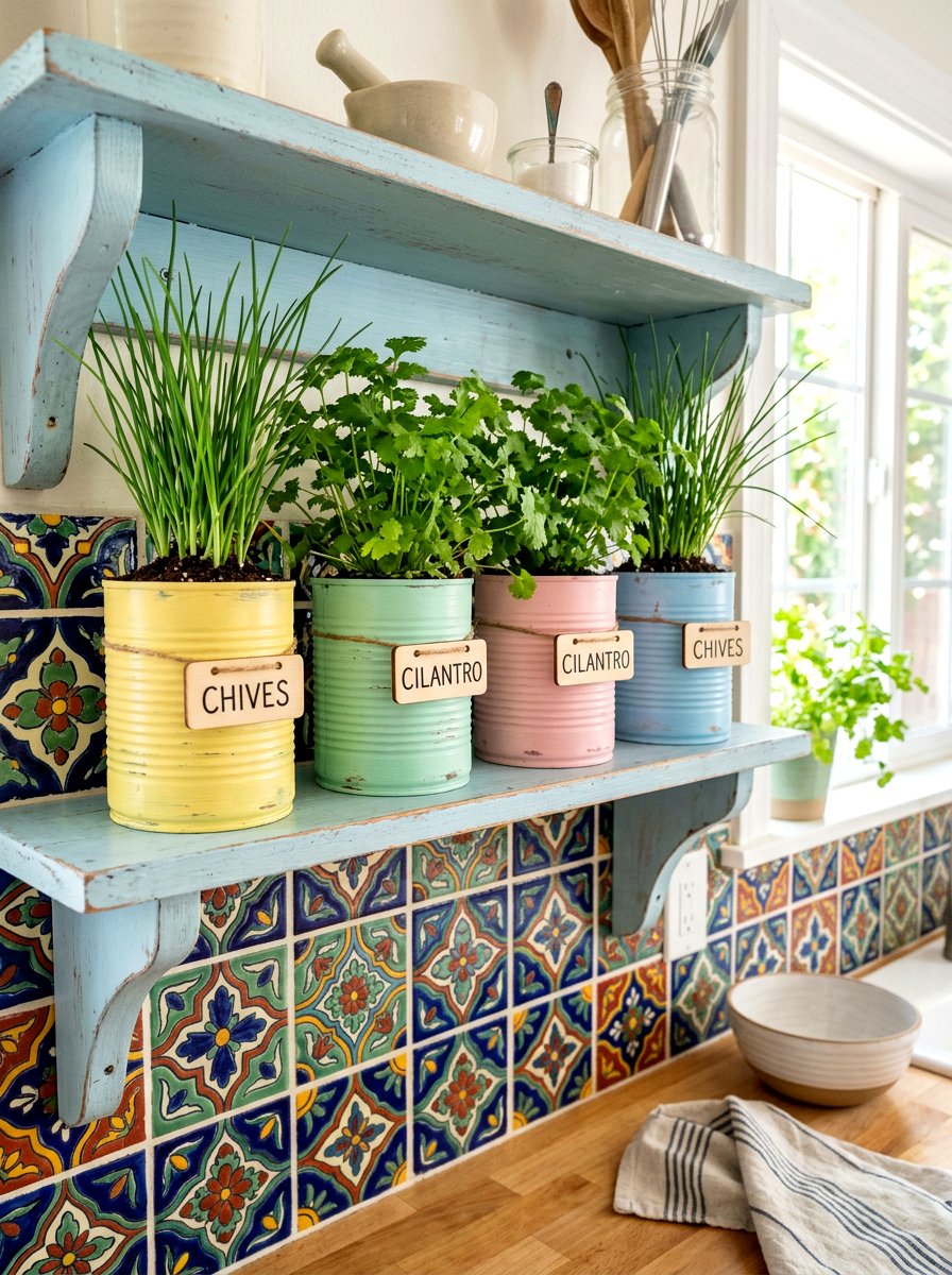 Recycled Tin Can Herb Planter - 25 Spring Herb Planter Ideas