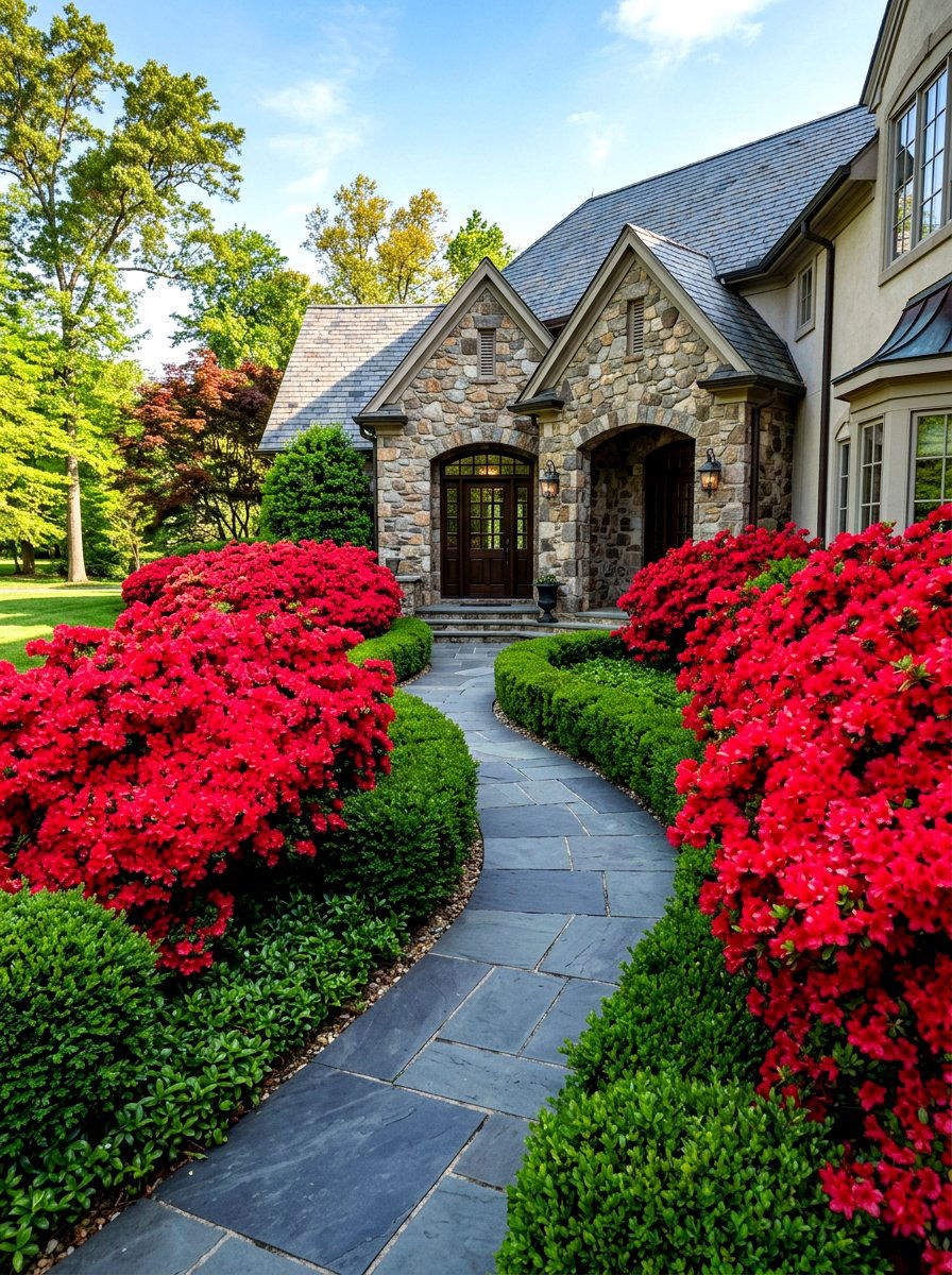 Red Azalea Garden - 25 Spring Azalea Garden Ideas