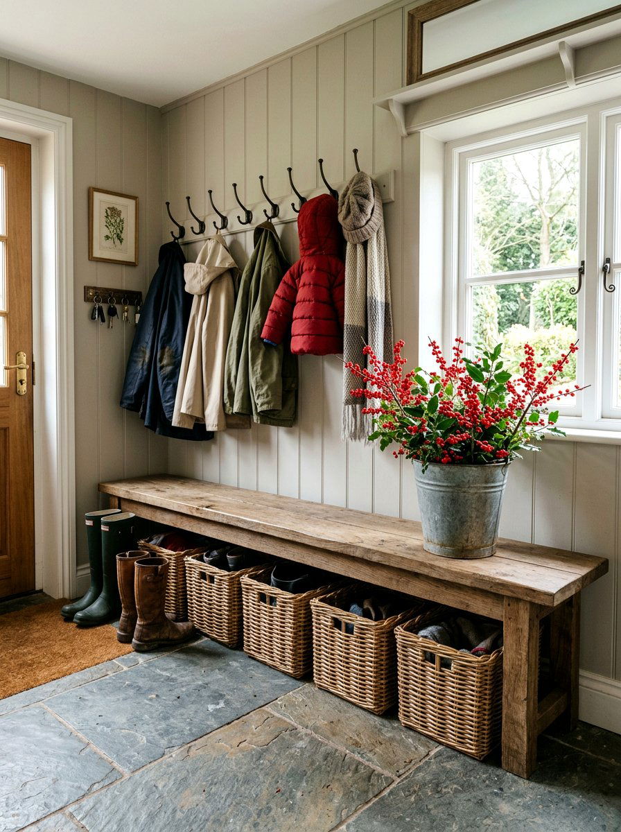 Red Berry Branches In Rustic Bucket - 25 Spring Berry Branch Decor Ideas