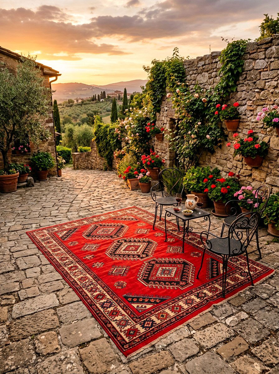 Red Kilim Outdoor Rug - 25 Spring Outdoor Rug Ideas