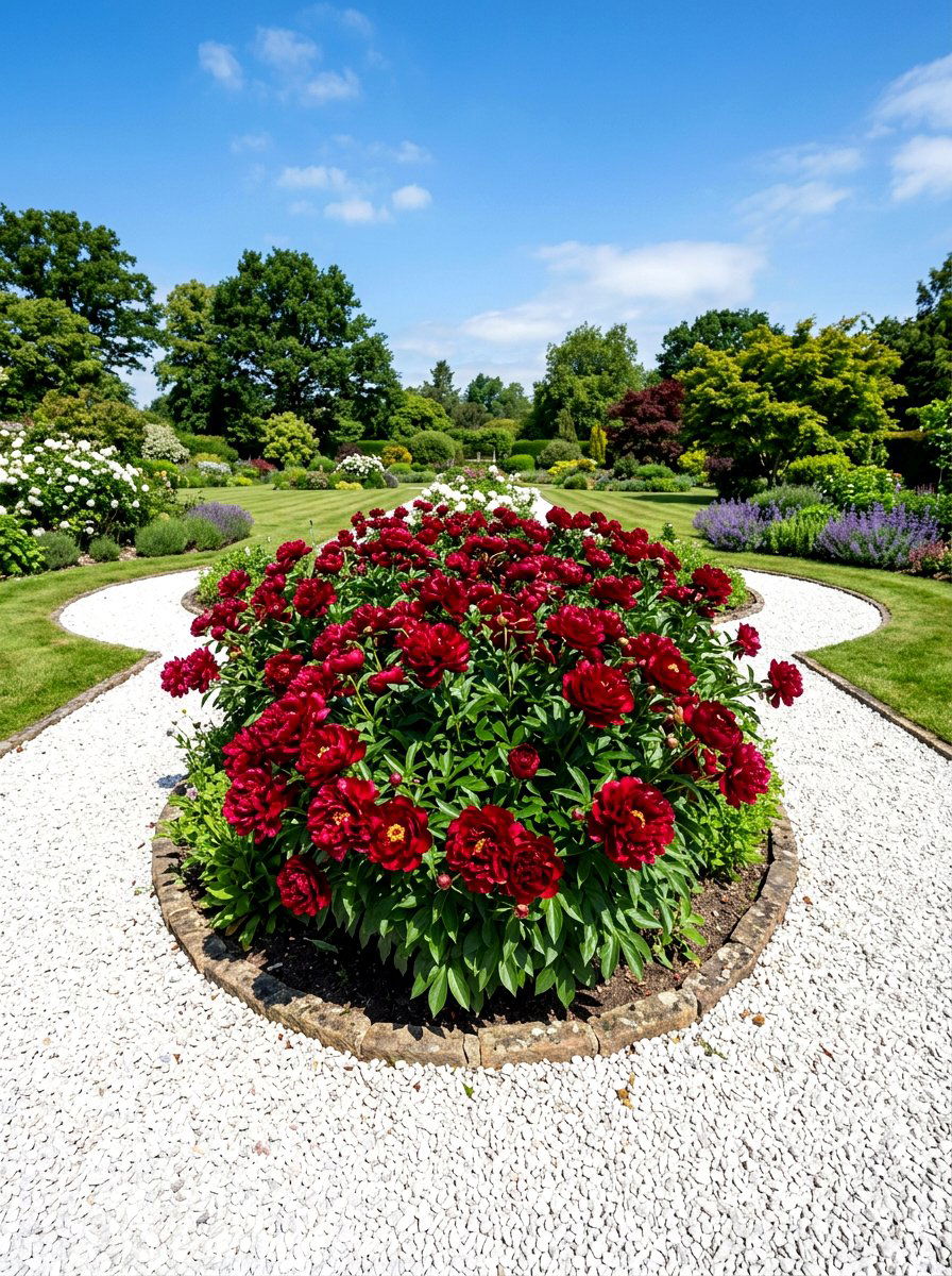 Red Peony Garden Focal Point - 25 Spring Peony Garden Ideas