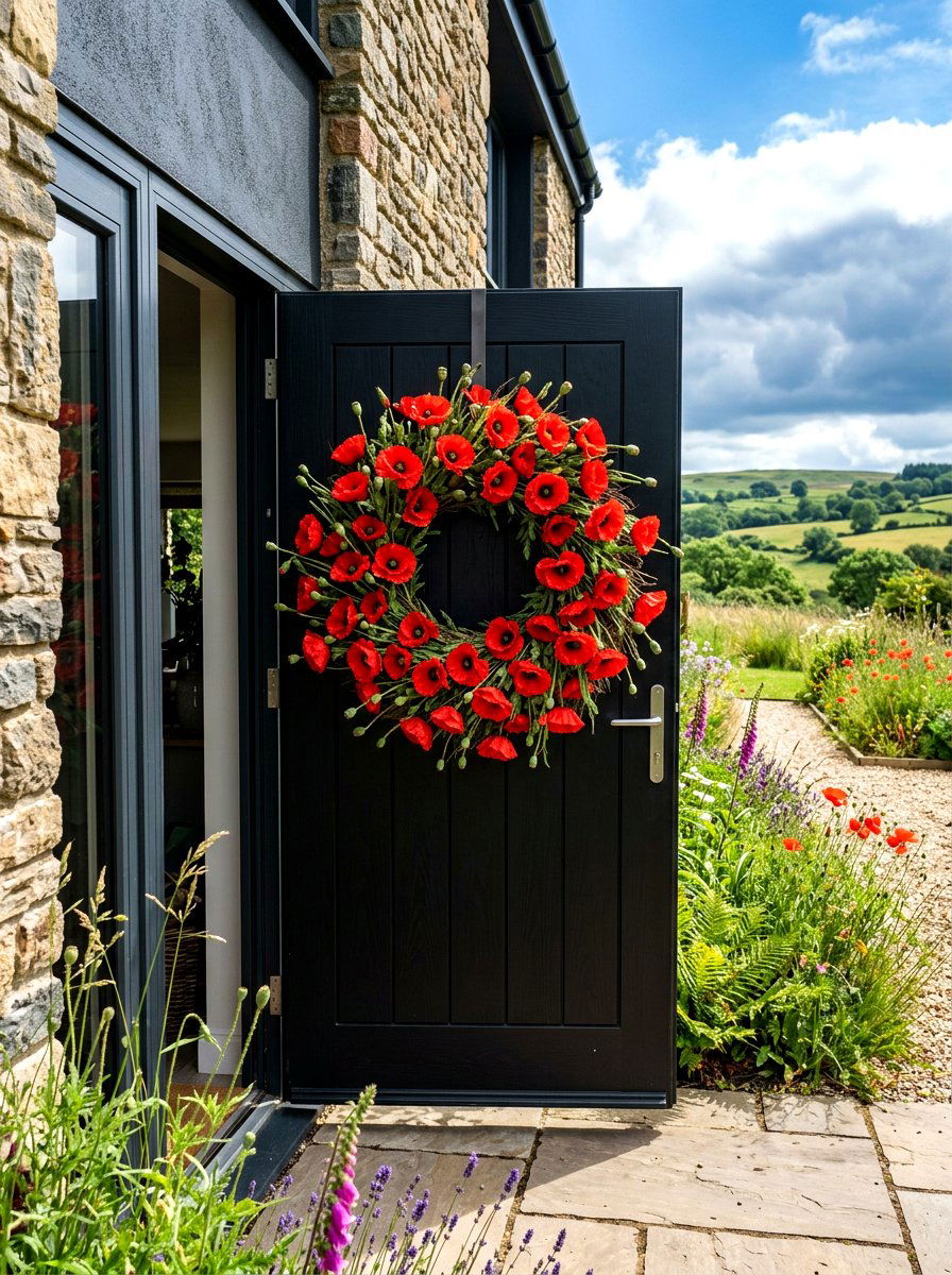 Red Poppy Wreath - 25 Spring Floral Wreath Ideas