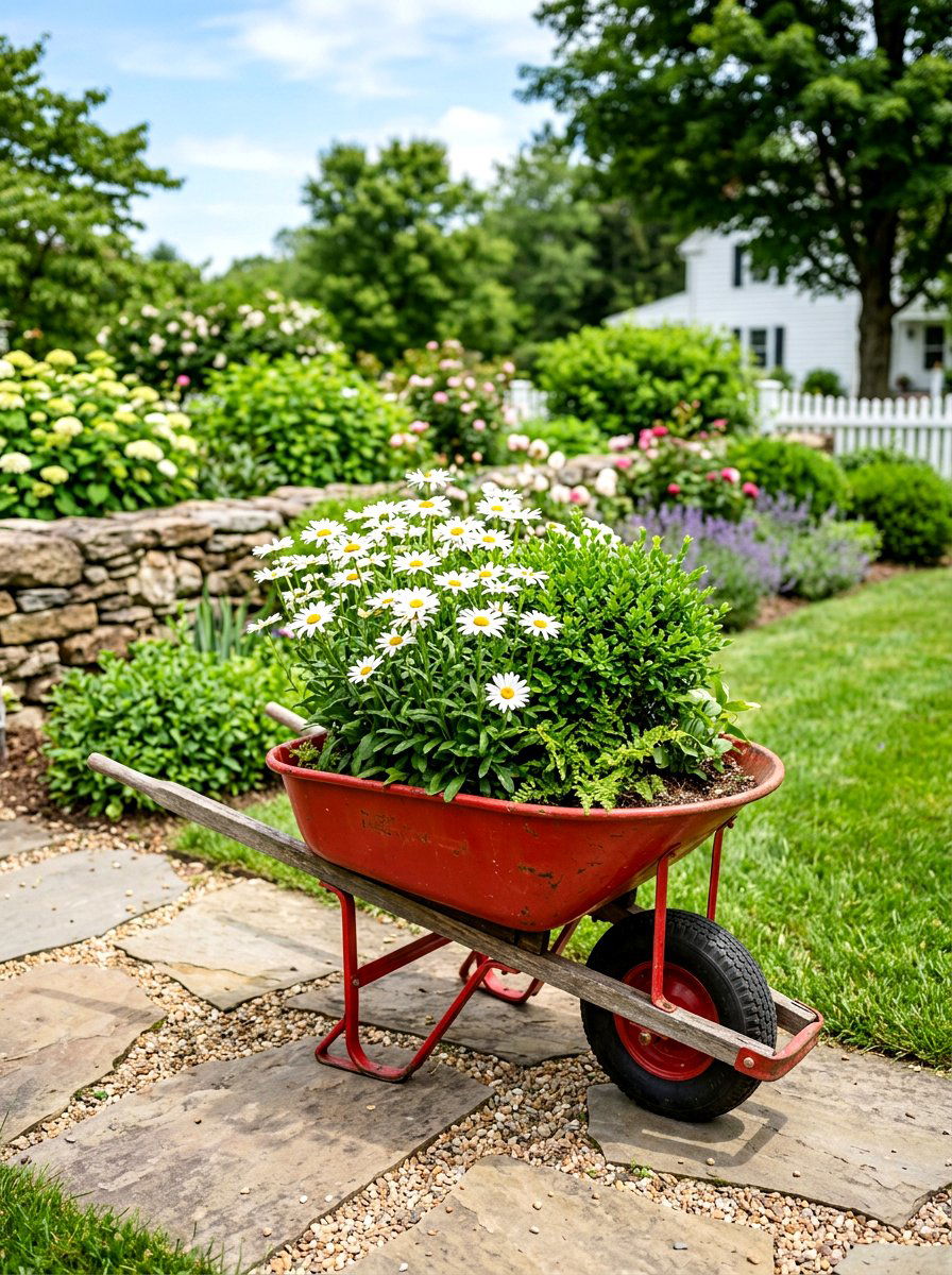Red Wheelbarrow Planter - 25 Spring Wheelbarrow Planter Ideas