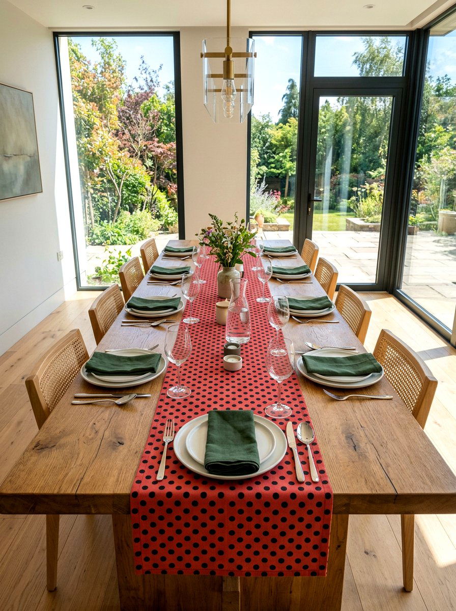 Red and Black Polka Dot Table Runner - 25 Spring Ladybug Decor Ideas