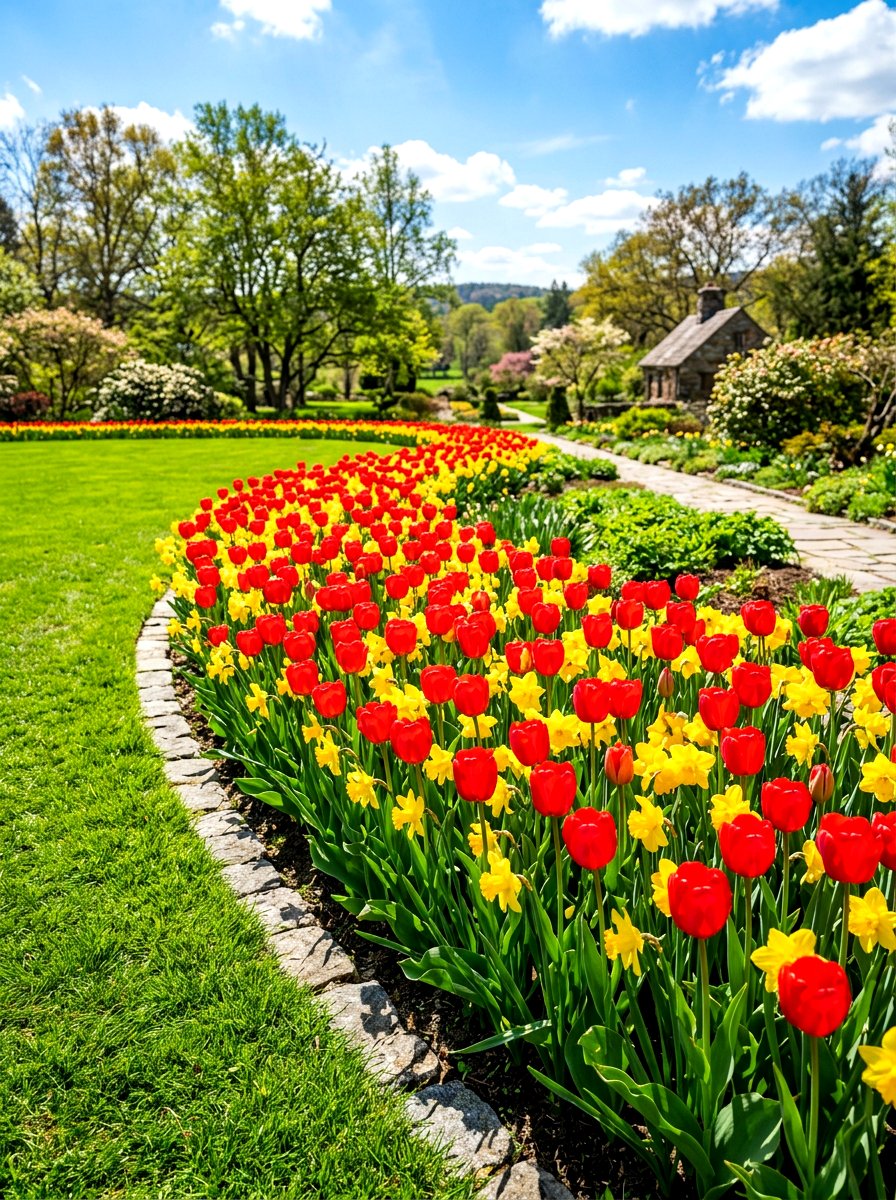 Red and Yellow Flower Bed - 25 Spring Flower Border Ideas