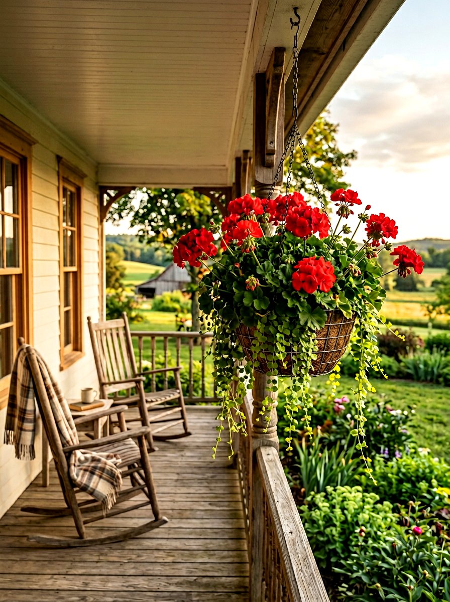 Red geranium hanging basket - 25 Spring Hanging Basket Ideas