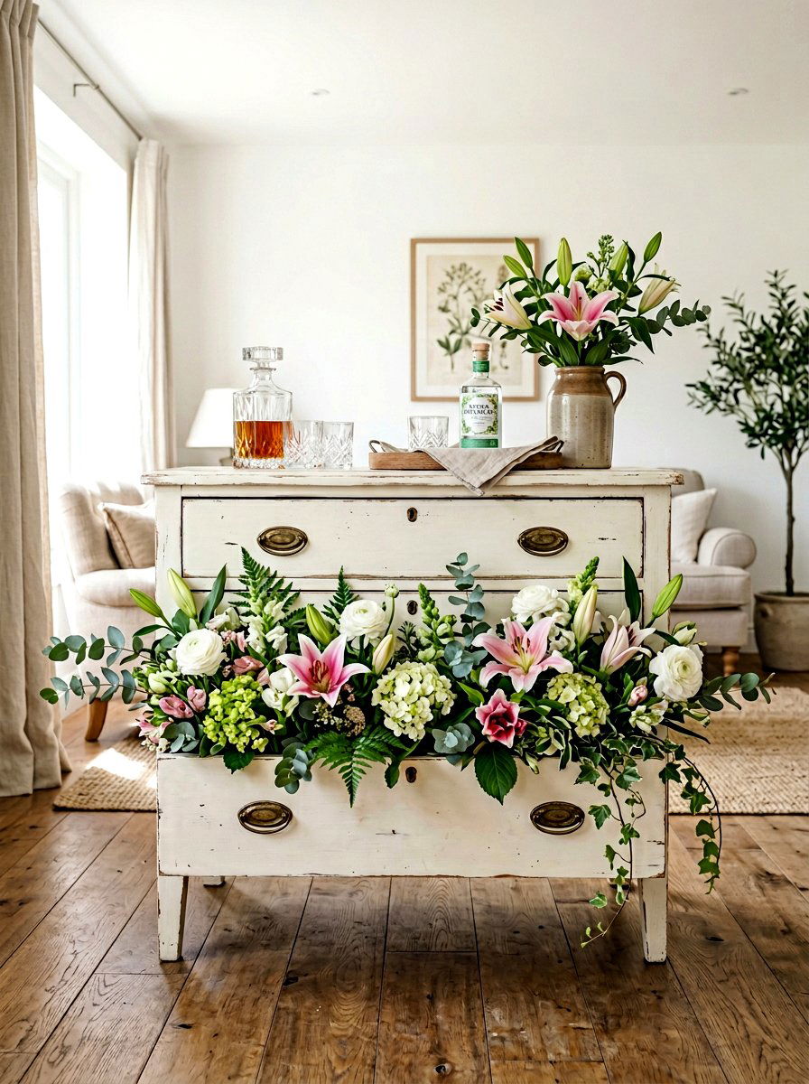 Refurbished Vintage Dresser Bar - 25 Spring Flower Bar Ideas