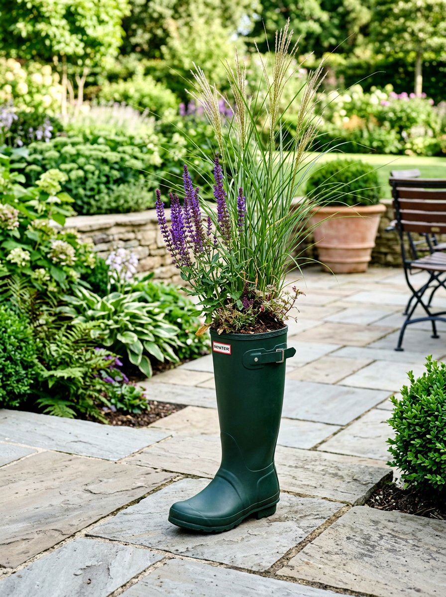 Repurposed Hunter Boot Planter - 25 Spring Rubber Boot Planter Ideas