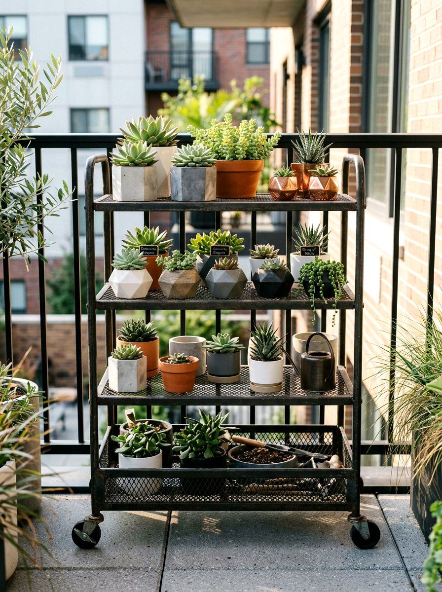 Repurposed Utility Cart For Plants - 25 Spring Garden Cart Display Ideas