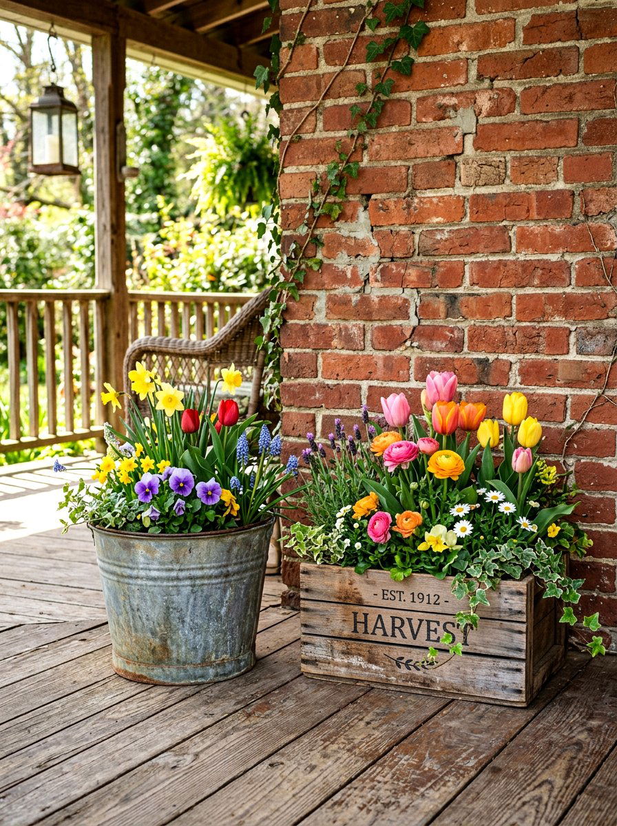 Repurposed Vintage Planters - 25 Front Porch Spring Decor Ideas