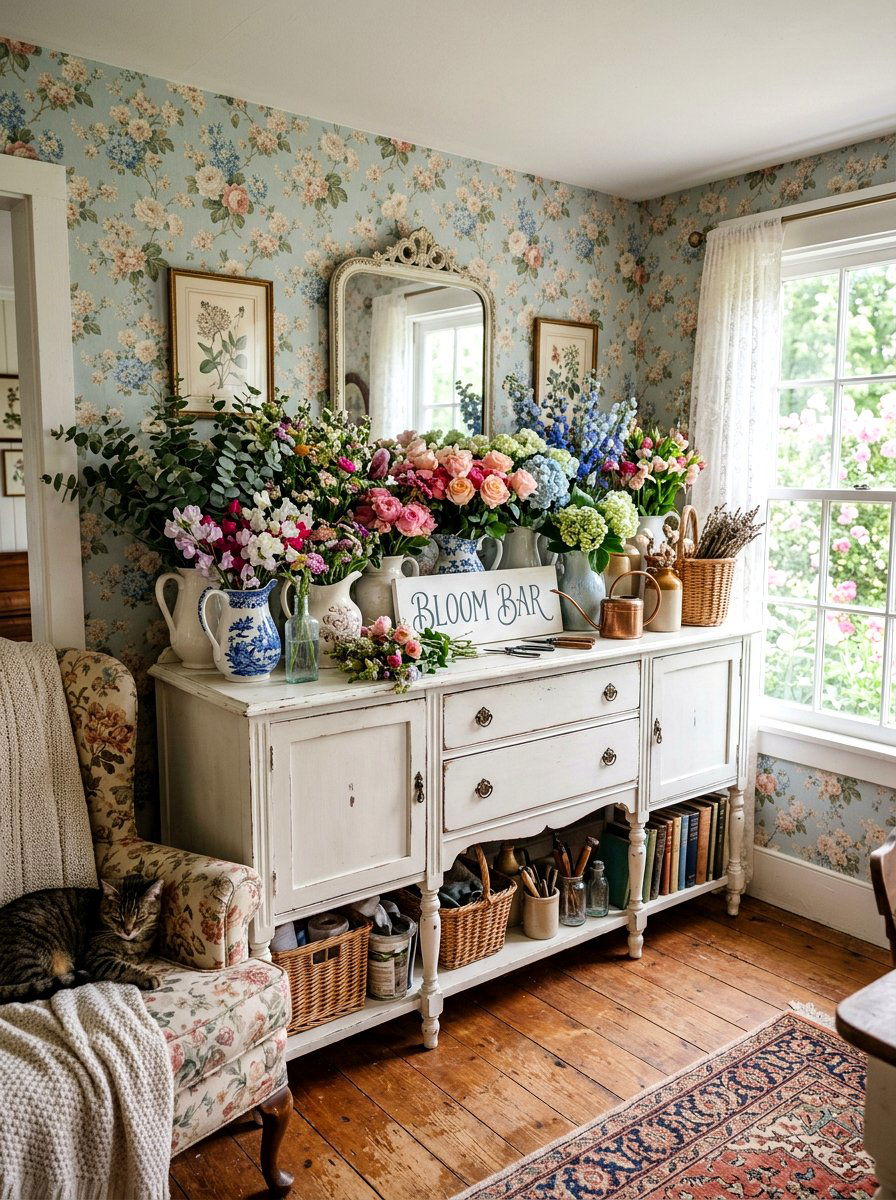 Repurposed buffet sideboard - 25 Spring Bloom Bar Ideas