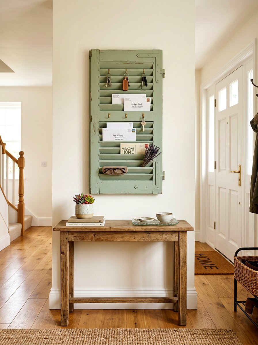 Repurposed shutter wall organizer - 25 Spring Recycled Decor Ideas