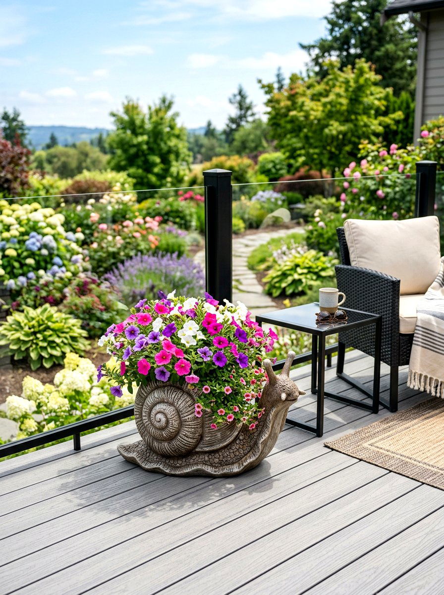 Resin Snail Pot - 25 Spring Snail Planter Ideas