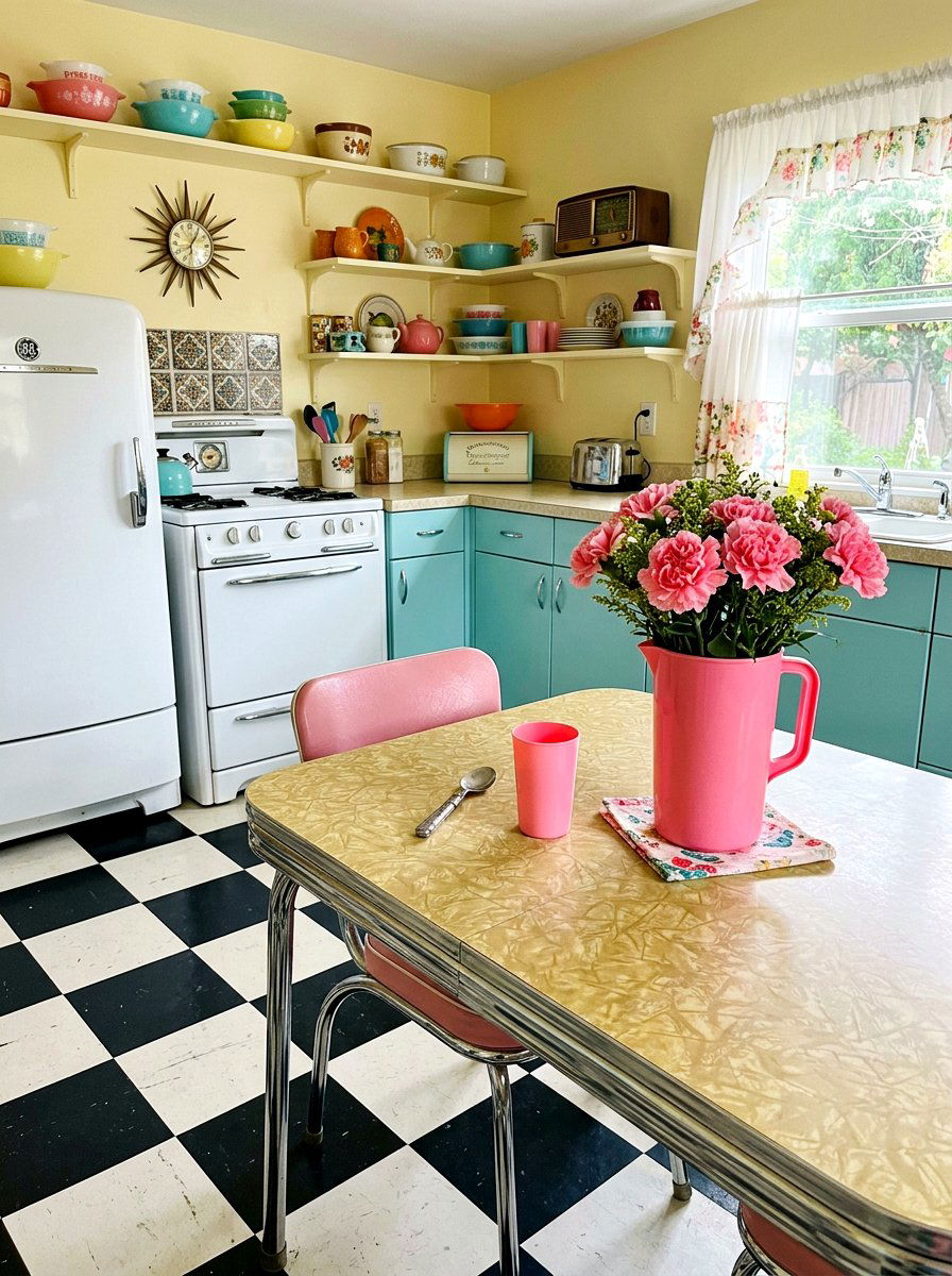 Retro Plastic Pitcher with Carnations - 25 Spring Pitcher Flower Ideas